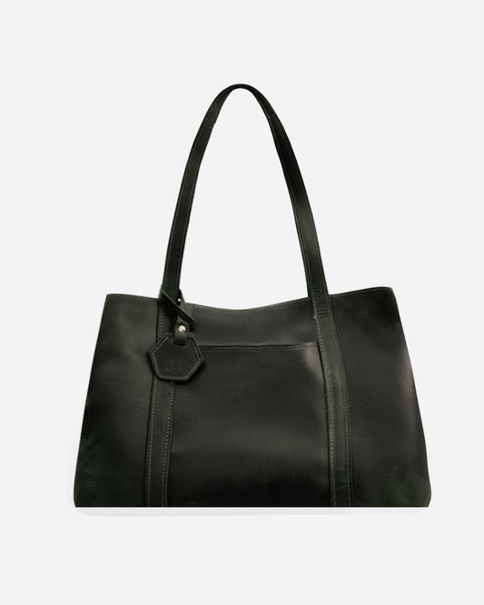 Dark Green Totebag - Real Leather