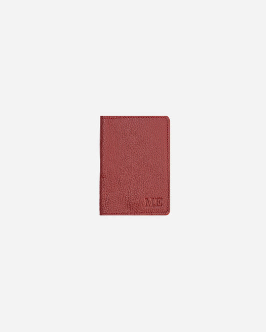 Maroon Keychain & Cardholder & Luggage tag & Passport Cover (Set) - Real Leather