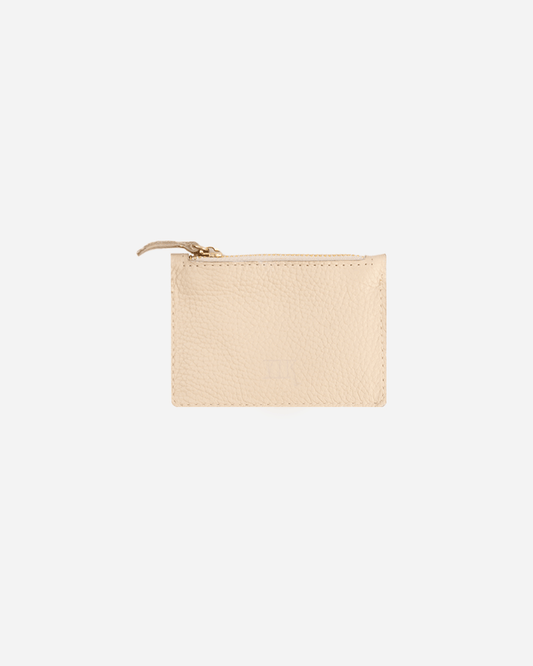 Offwhite Zip Waved Card Holder - Real Leather