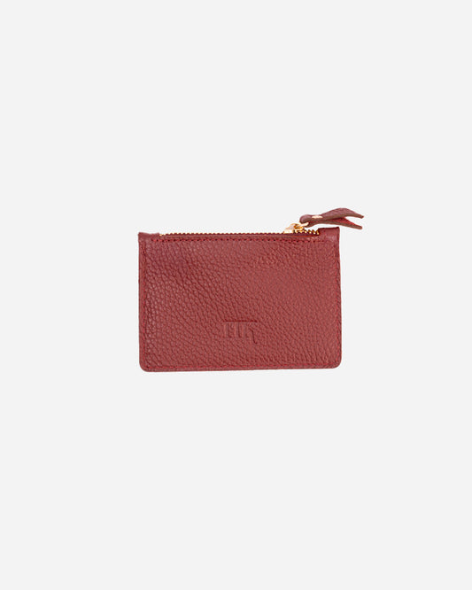 Maroon Zip Waved Card Holder - Real Leather