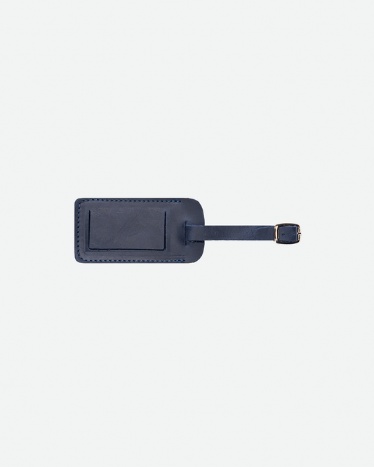 Dark Blue Luggage Tag - Real Leather