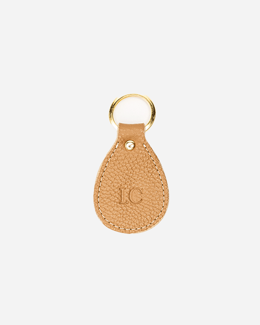Beige Keychain & Cardholder (Set) - Real Leather