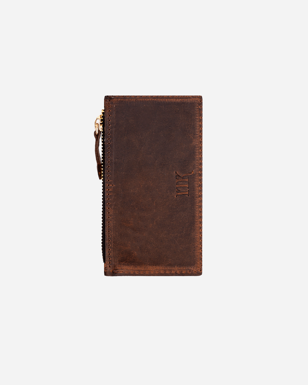 Dark Brown Sunglasses Pouch & Zip Card Holder & Medium Zipper Pouch (Set) - Real Leather