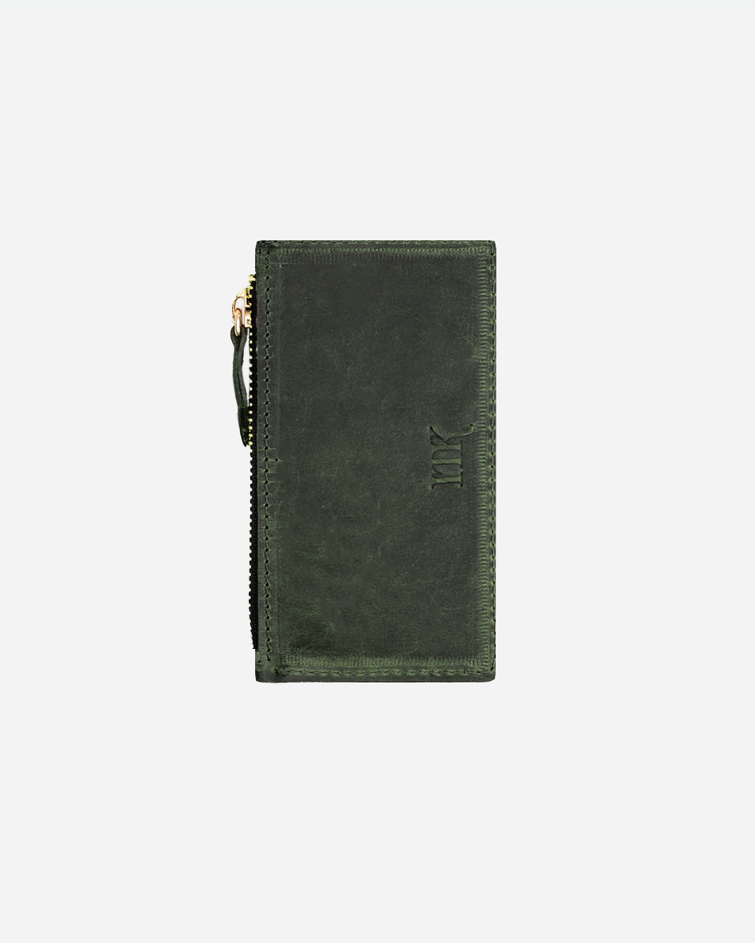 Dark Green Sunglasses Pouch & Zip Card Holder & Medium Zipper Pouch (Set) - Real Leather