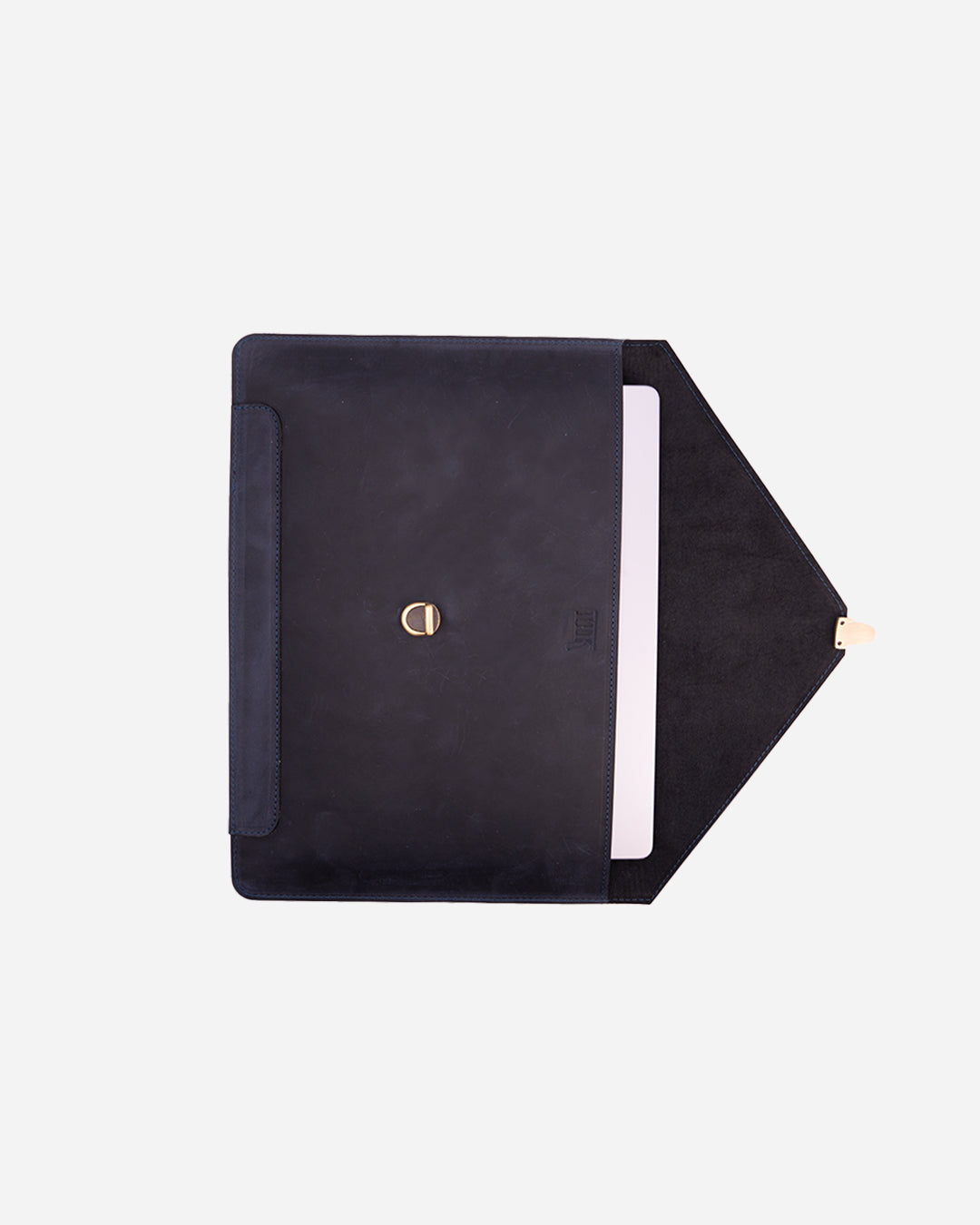 Dark Blue Vintage Buckle Laptop Case - Real Leather
