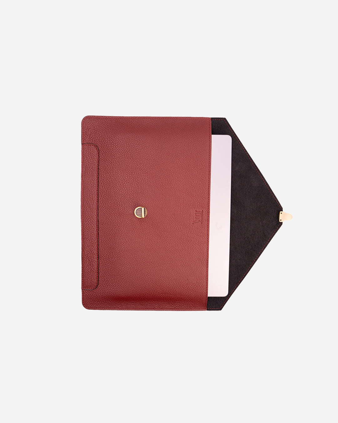 Maroon Vintage Buckle Laptop Case - Real Leather