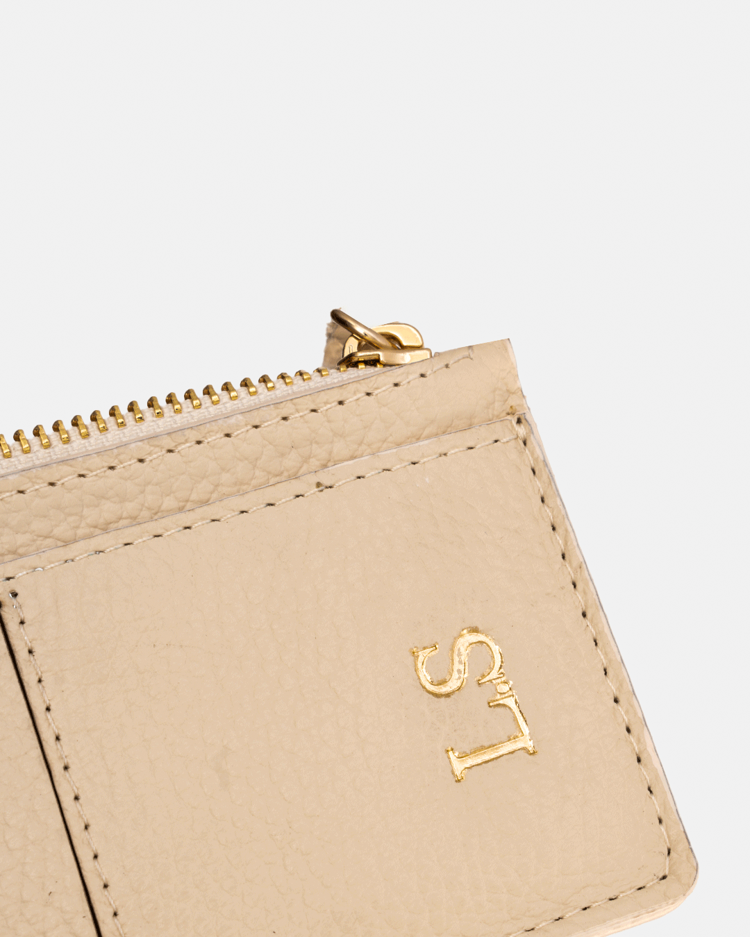 Offwhite Zip Card Holder - Real Leather