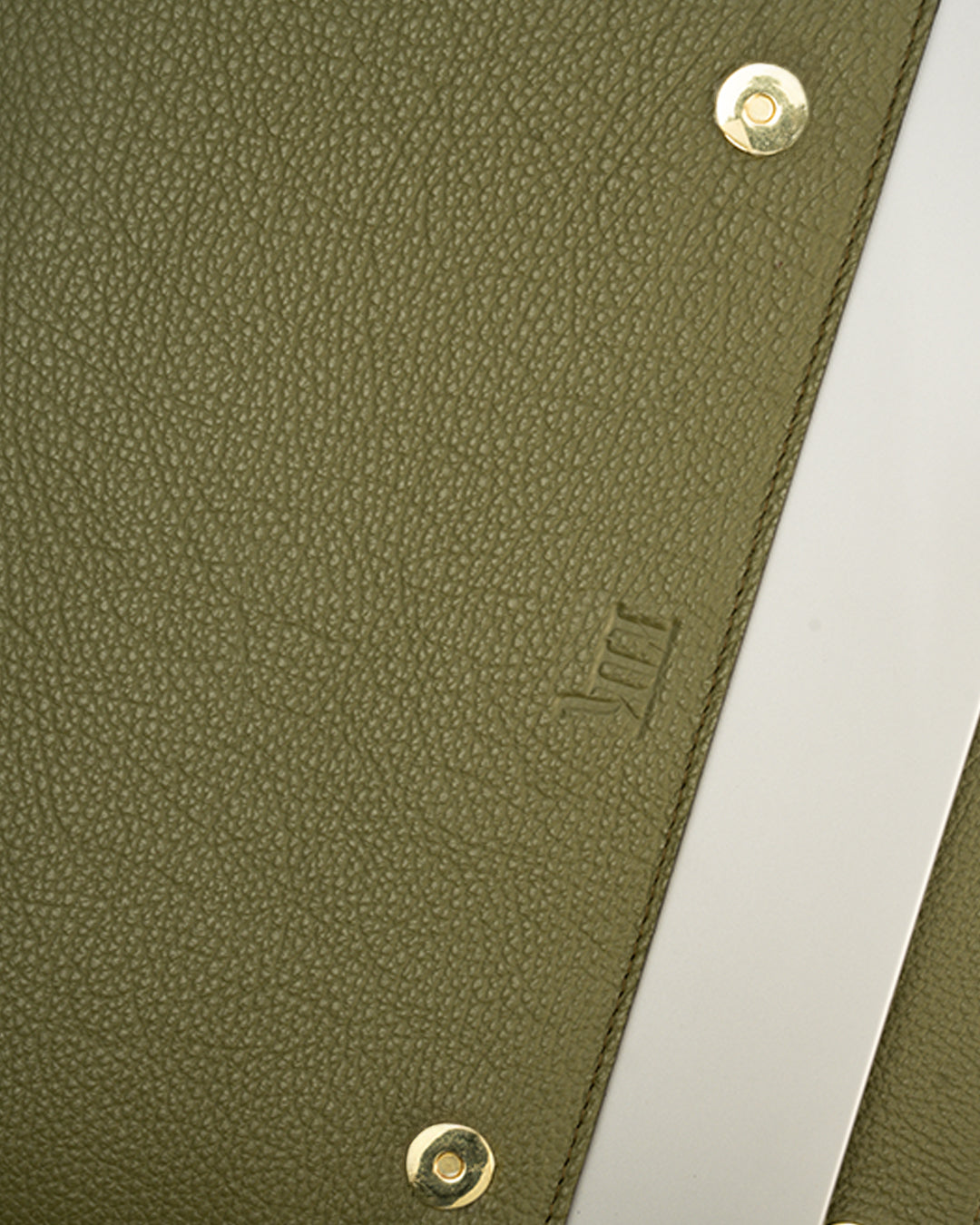 Green Magnetic Buttoned Laptop Case - Real Leather
