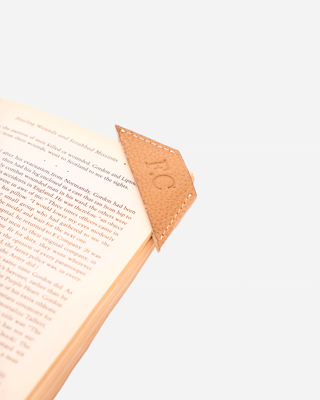 Beige Bookmark - Real Leather