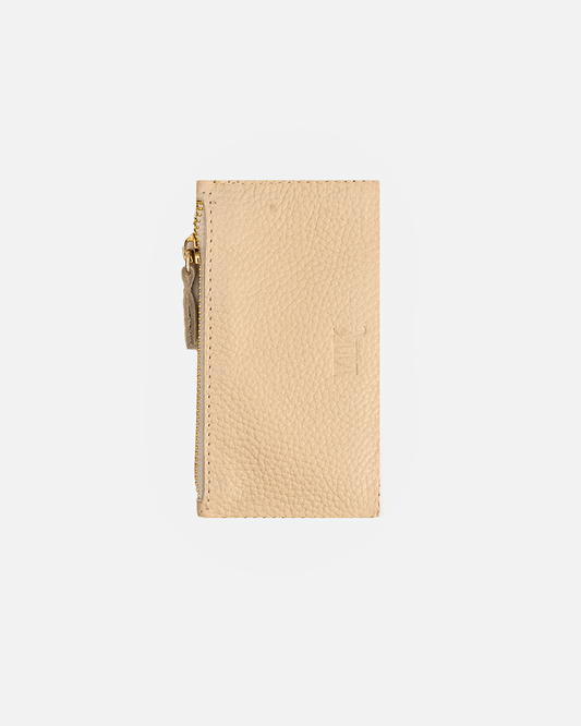 Offwhite Zip Card Holder - Real Leather
