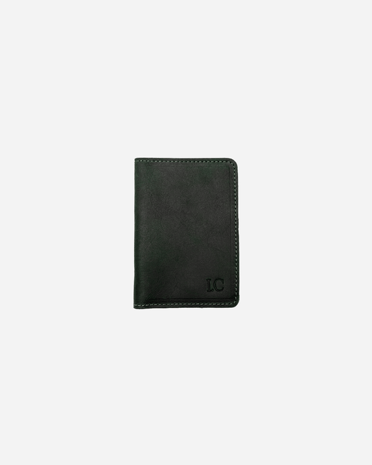 Dark Green Keychain & Cardholder & Luggage tag & Passport Cover (Set) - Real Leather