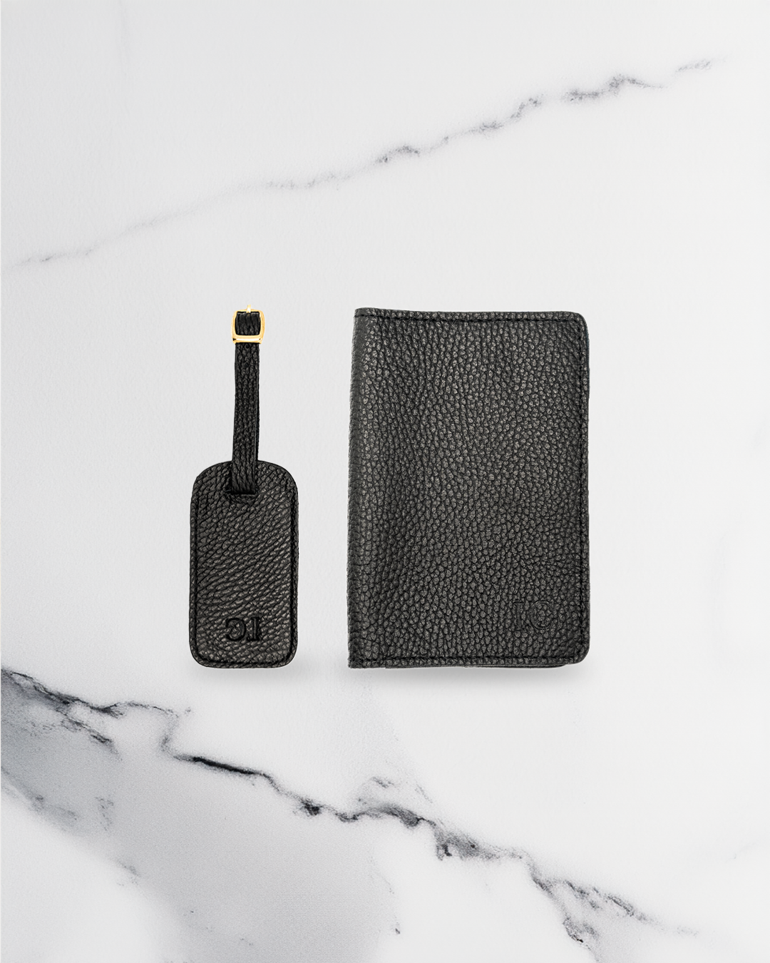 Black Luggage Tag - Real Leather