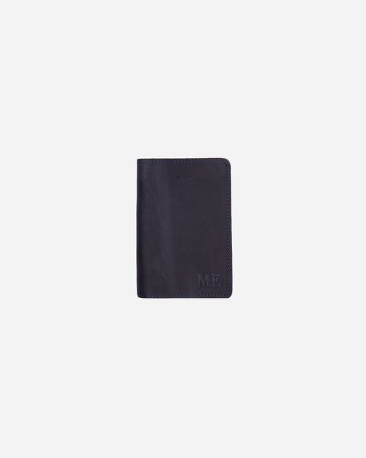 Dark Blue Luggage tag & Passport cover (Set) - Real Leather