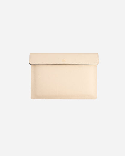 Offwhite Magnetic Buttoned Laptop Case - Real Leather