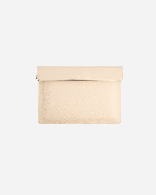 Offwhite Magnetic Buttoned Laptop Case - Real Leather