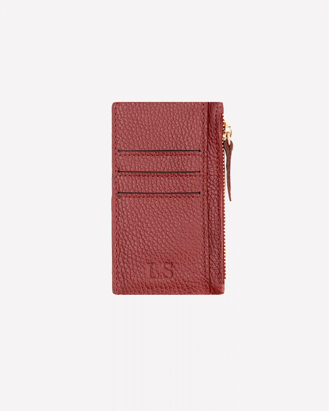 Maroon Zip Card Holder - Real Leather