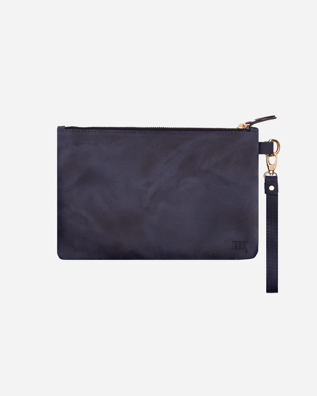 Dark Blue Sunglasses Pouch & Zip Card Holder & Medium Zipper Pouch (Set) - Real Leather