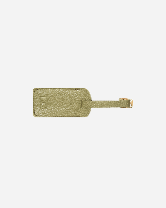 Green Luggage Tag - Real Leather