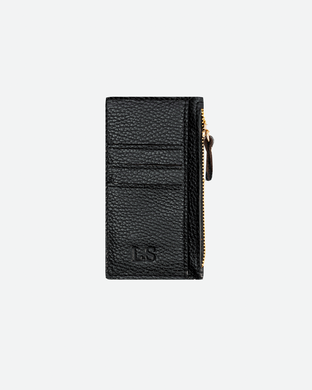 Black Zip Card Holder - Real Leather
