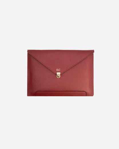 Maroon Vintage Buckle Laptop Case - Real Leather