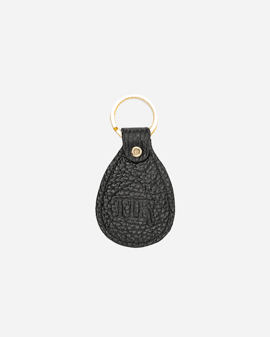 Black Keychain Patterned - Real Leather