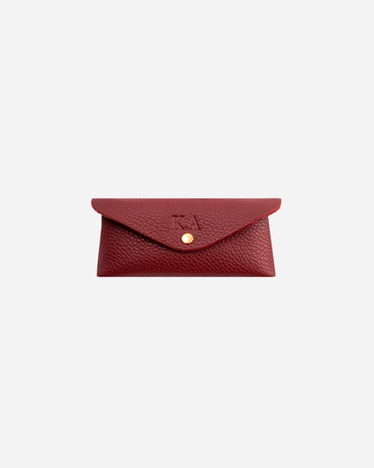 Maroon Sunglasses Pouch & Zip Card Holder & Medium Zipper Pouch (Set) - Real Leather