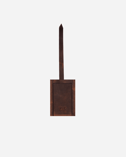 Dark Brown Large Luggage tag  - Real Leather