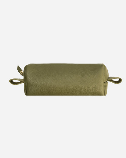 Green Pencil case - Real Leather