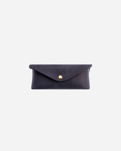 Dark Blue Sunglasses pouch - Real Leather