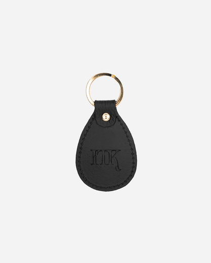 Black Keychain Patterned - Recycled Leather