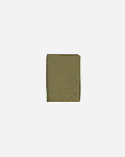 Green Keychain & Cardholder & Luggage tag & Passport Cover (Set) - Real Leather