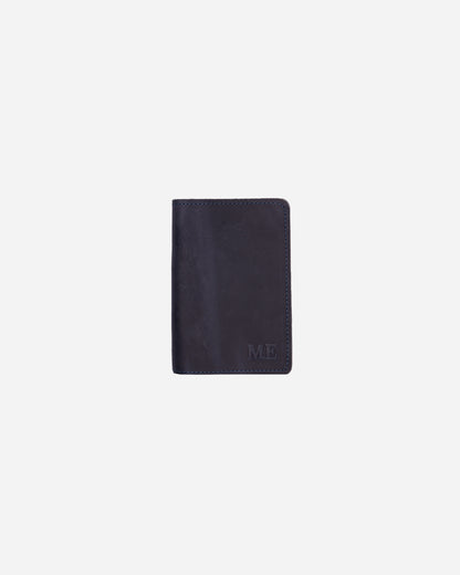 Dark Blue Keychain & Cardholder & Luggage tag & Passport Cover (Set) - Real Leather