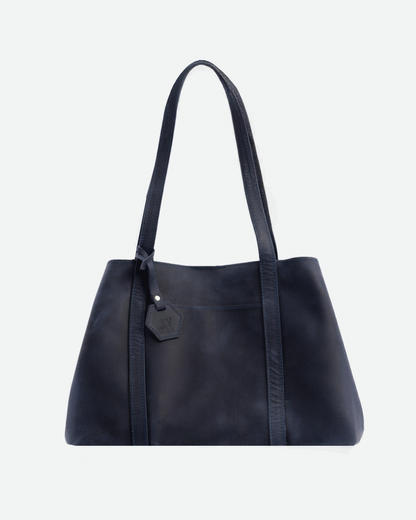 Dark Blue Totebag - Real Leather