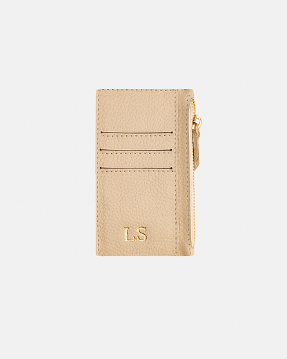 Offwhite Zip Card Holder - Real Leather