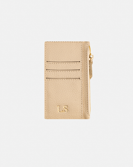 Offwhite Zip Card Holder - Real Leather
