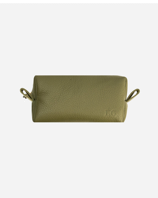 Green Toiletry Pouch - Real Leather