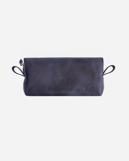 Dark Blue Toiletry Pouch - Real Leather