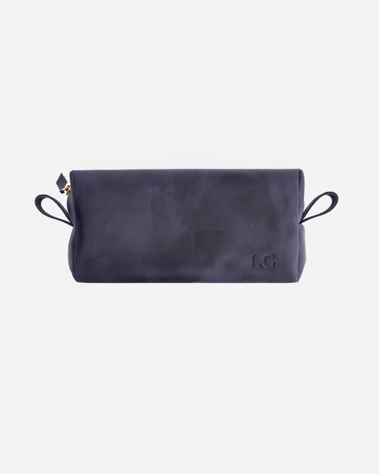 Dark Blue Toiletry Pouch - Real Leather