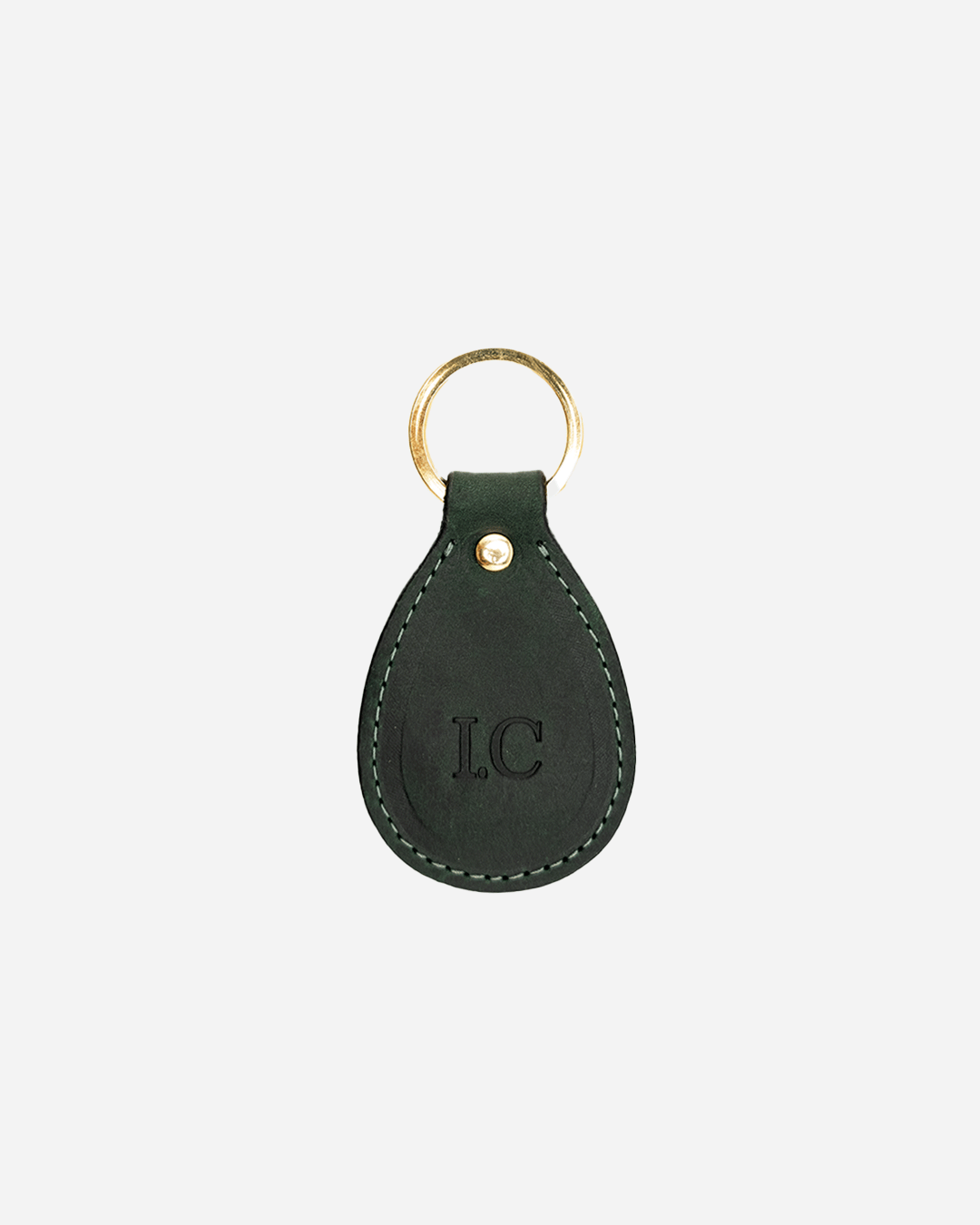 Dark Green Keychain & Cardholder (Set) - Real Leather