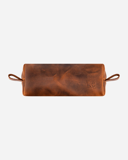 Dark Brown Pencil case - Real Leather