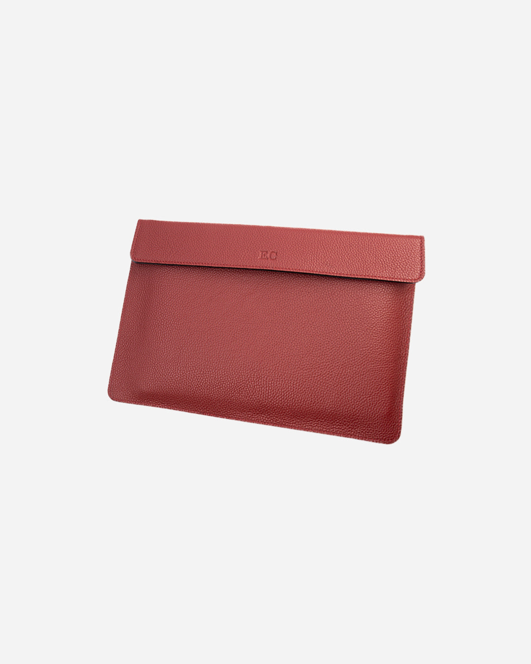 Maroon Magnetic Buttoned Laptop Case - Real Leather