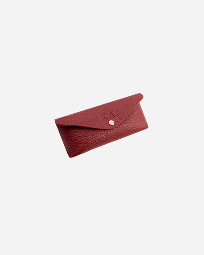 Maroon Sunglasses Pouch & Zip Card Holder & Medium Zipper Pouch (Set) - Real Leather