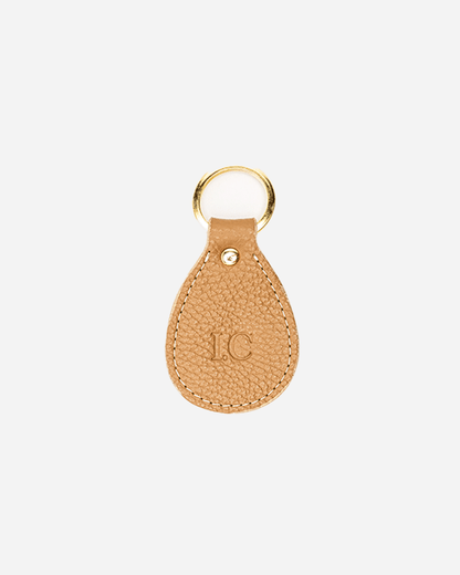 Beige Keychain & Cardholder (Set) - Real Leather