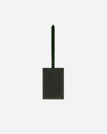 Dark Green Large Luggage tag  - Real Leather