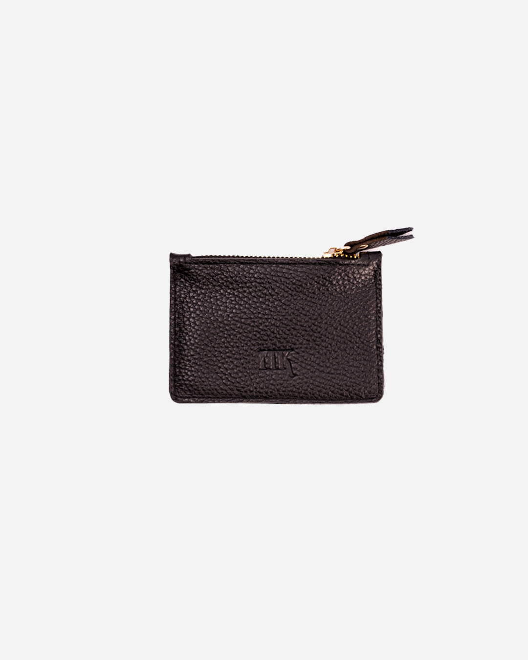 Black Zip Waved Card Holder - Real Leather