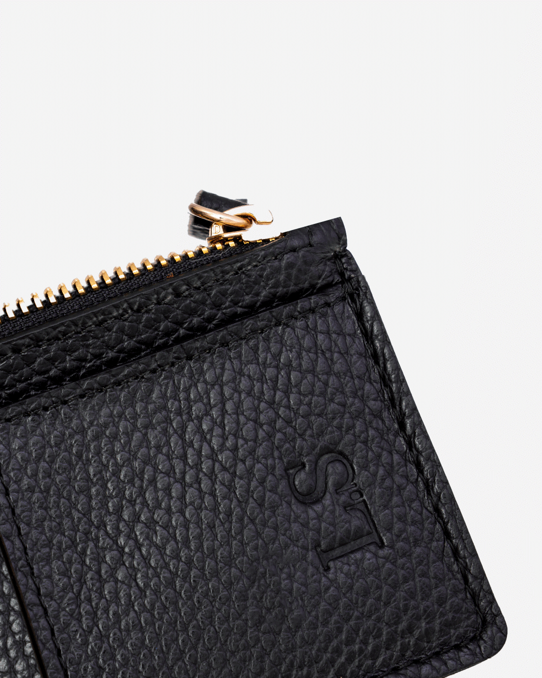 Black Zip Card Holder - Real Leather