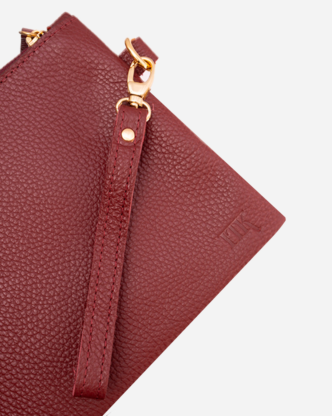 Maroon Medium Zipper Pouch - Real Leather