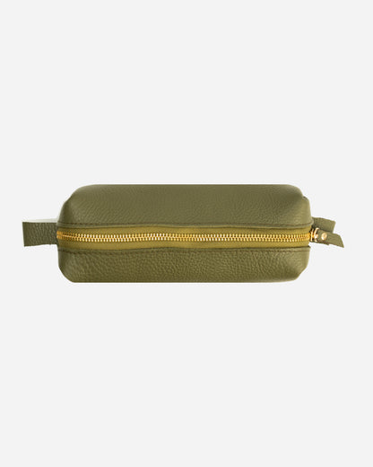 Green Pencil case - Real Leather