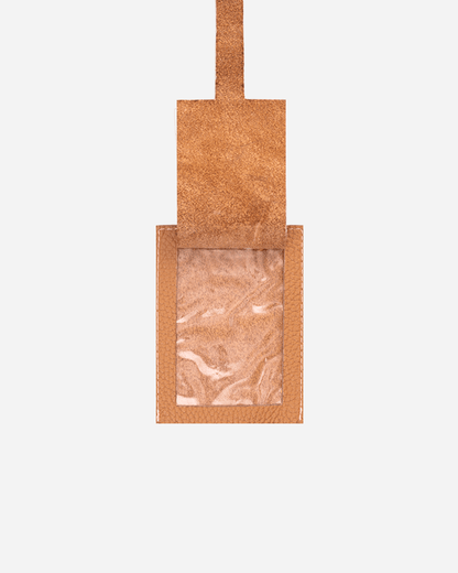 Beige Large Luggage tag  - Real Leather