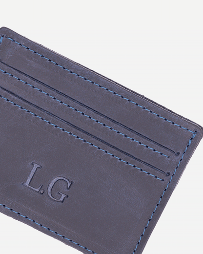 Dark Blue Card holder - Real Leather